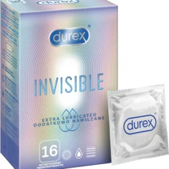 Durex Unsichtbare, ultradünne Kondome, zusätzlich angefeuchtet, 16 Stück