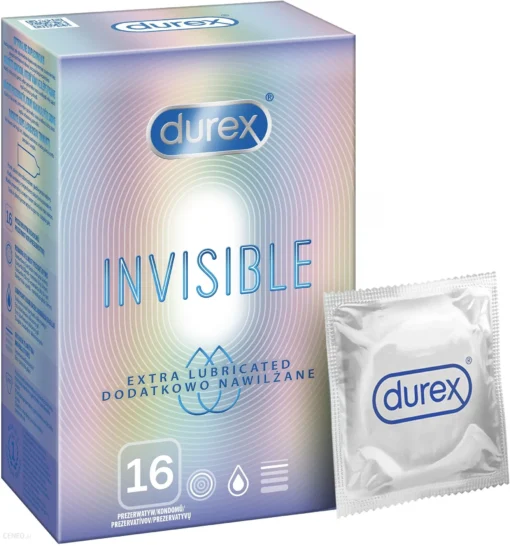 Durex Unsichtbare, ultradünne Kondome, zusätzlich angefeuchtet, 16 Stück