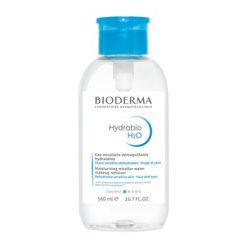 Bioderma Hydrabio H2O, feuchtigkeitsspendendes Mizellenwasser zur Gesichtsreinigung und Abschminkung, mit Pumpe, 500 ml