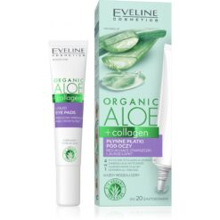 Eveline Cosmetics Organic Aloe + Collagen, flüssige Augenpads zur Reduzierung von Falten und Krähenfüßen 4in1, 20 ml