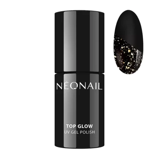 NeoNail Top Glow Gold Flakes, Hybrid-Top mit Goldfolienflocken, 7,2 ml