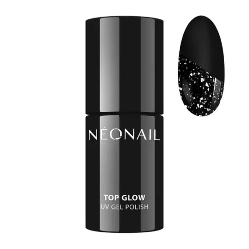 NeoNail Top Glow Silver Flakes, Hybrid-Top mit Silberfolienflocken, 7,2 ml