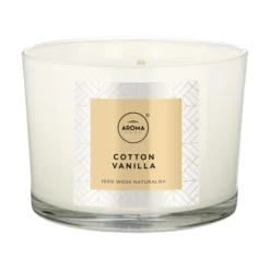 Aroma Home, Cotton Vanilla Elegance Serie, natürliche Duftkerze, 115 g