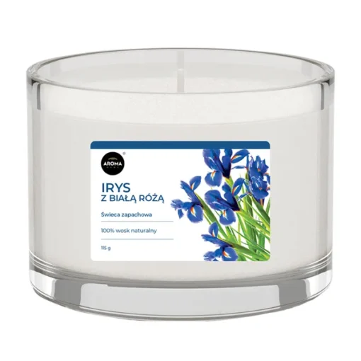 Aroma Home Iris mit weißer Rosenkerze, 115 g