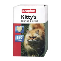 Beaphar Kitty's + Taurine-Biotine, Vitamin Leckerbissen mit Taurin und Biotin, Tabletten, 180 Stk.