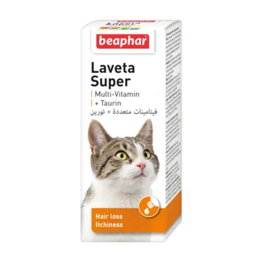 Beaphar Laveta Super Cat, Präparat gegen übermäßigen Haarausfall bei Katzen, flüssig, 50 ml