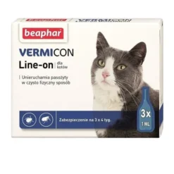 Beaphar VERMIcon Line-on, Tropfen gegen Ektoparasiten für Katzen, 3 x 1 ml