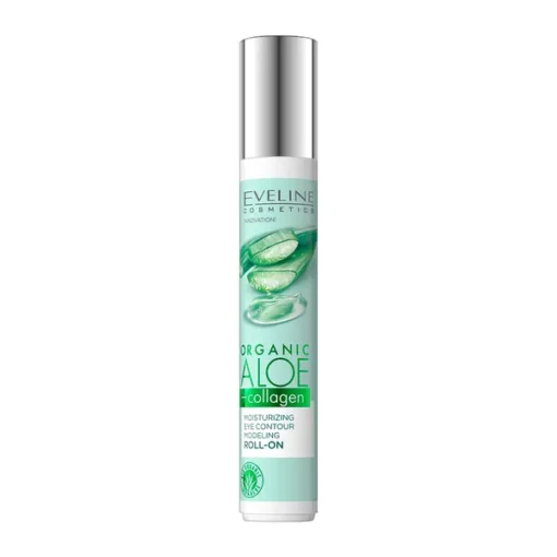 Eveline Cosmetics Organic Aloe+Collagen, feuchtigkeitsspendender Roll-on zur Modellierung der Augenpartie, 15 ml