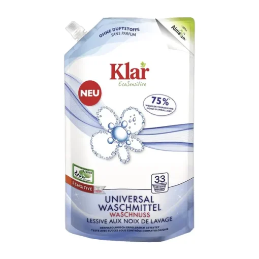 Klar, Vollwaschmittel mit Öko Waschnüssen, Universal, 1,5 l