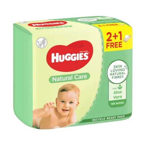 Huggies Natural Care, Feuchttücher mit Aloe Vera, (56x3)168 Stk.