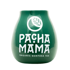 Grüner Keramikkürbis mit Pachamama-Logo – 350 ml