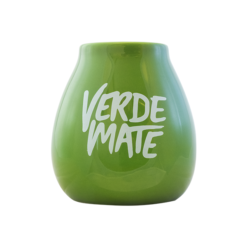 Grüner Keramikkürbis mit dem Verde Mate-Logo – 350 ml