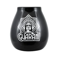 Schwarzer Keramikkürbis mit Guarani-Logo – 350 ml