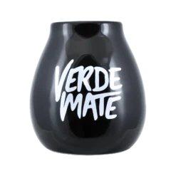 Schwarzer Keramikkürbis mit Verde Mate-Logo – 350 ml