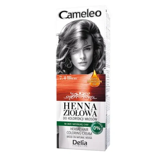 Delia Cameleo, pflanzliche Henna-Kräuterfärbecreme, Nr. 7.4, roter Farbton, 75 g