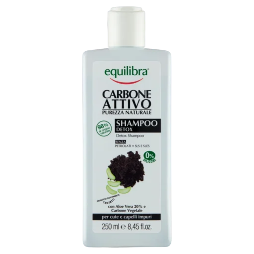 Equilibra Carbone Attivo, Reinigungsshampoo für fettiges Haar, Aloe, 250 ml