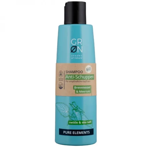 GRN Pure Elements, Anti-Schuppen-Shampoo für empfindliches Haar und empfindliche Kopfhaut, Brennnessel und Meersalz, 250 ml