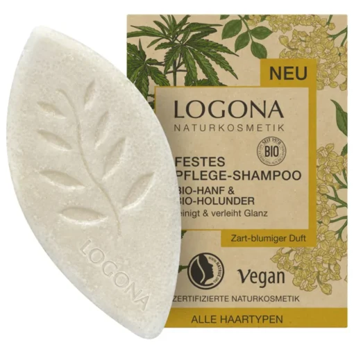 Logona, festes Shampoo mit Bio-Hanf und Bio-Schwarzer Holunder, 60 g SHORT DATE