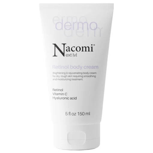 Nacomi Next Level Dermo, aufhellende und verjüngende Körpercreme, Retinol und Vitamin C, 150 ml