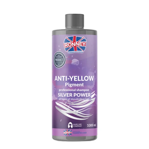 Ronney Silver Power Anti-Yellow Pigment, Shampoo für blondes, blondiertes und graues Haar, 1000 ml