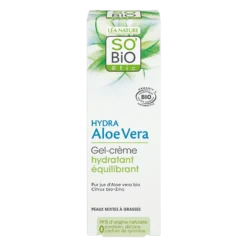 So'Bio Etic Hydra Aloe Vera, feuchtigkeitsspendendes und ausgleichendes Creme-Gel, Mischhaut und fettige Haut, Aloe-Saft, 50 ml