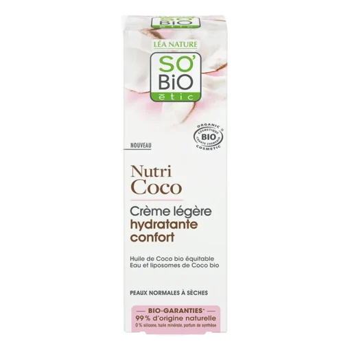 So'Bio Etic Nutri Coco, leichte beruhigende Gesichtscreme, trockene und normale Haut, 50 ml