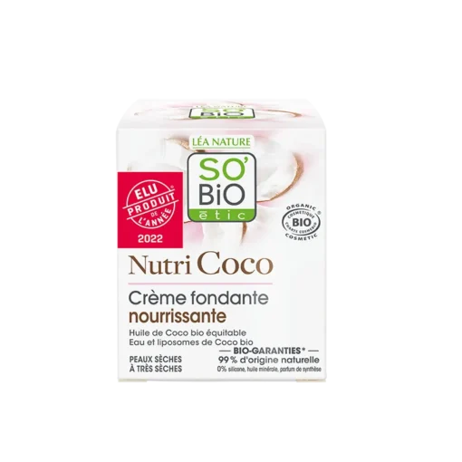 So'Bio Etic Nutri Coco, milde nährende Gesichtscreme, trockene und sehr trockene Haut, 50 ml