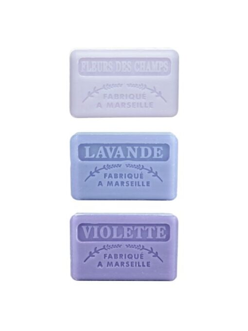 Marseille-Seife, Feldblumen, Lavendel, Violett, 3x125g