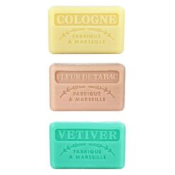 Marseille-Seifen, Cologne, Tabakblume, Vetiver, 3x125g