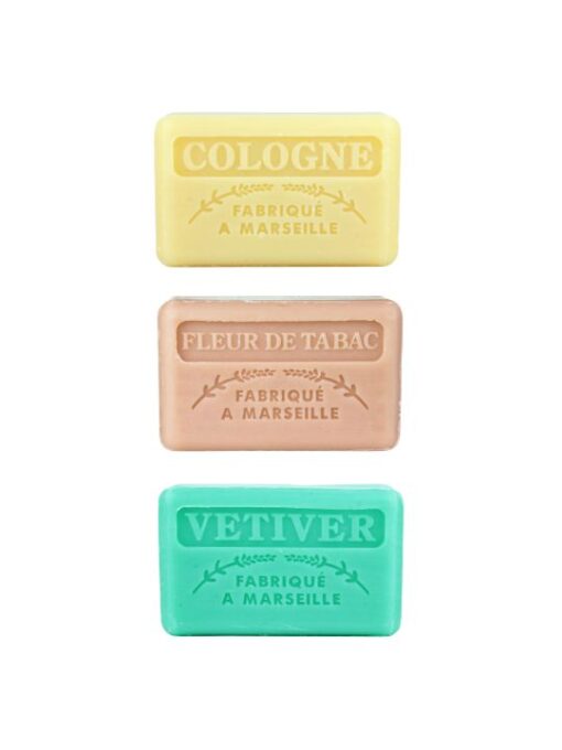 Marseille-Seifen, Cologne, Tabakblume, Vetiver, 3x125g