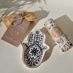 Set aus Palo Santo und weissem Salbei mit Hamsa Staender – Fatimas Hand4