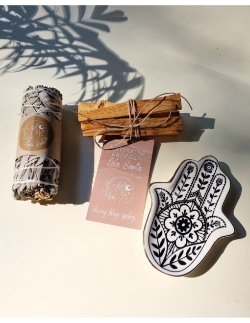 Set aus Palo Santo und weissem Salbei mit Hamsa Staender – Fatimas Hand5