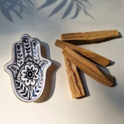 Set aus Palo Santo und weissem Salbei mit Hamsa Staender – Fatimas Hand7