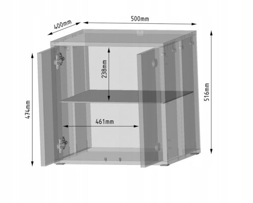 Nachttisch CUBE 1 50 cm in Mattgrau mit Hochglanz LED2