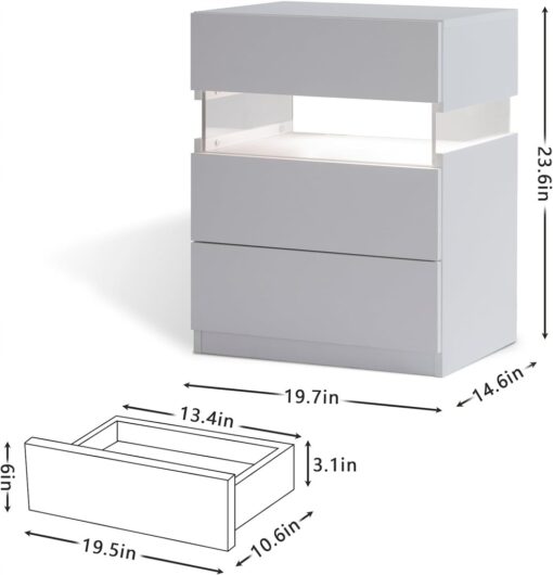 LED Nachttisch mit 3 Schubladen Acryl in 7 Varianten4