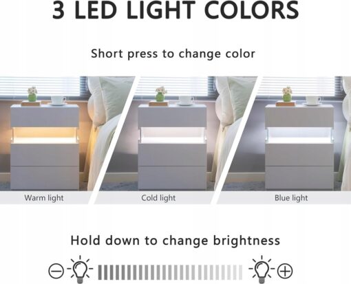 LED Nachttisch mit 3 Schubladen Acryl in 7 Varianten5